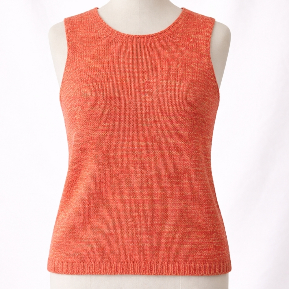Linden Hill Coral Marled Knit Tank | Sleeveless Crochet Sweater‎ Top | Textured